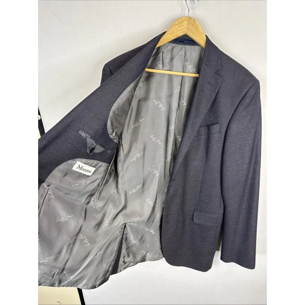 Austin Reed Signature Blue Textured Sport Coat Blazer Men’s‎ 40R Super 110s Dino